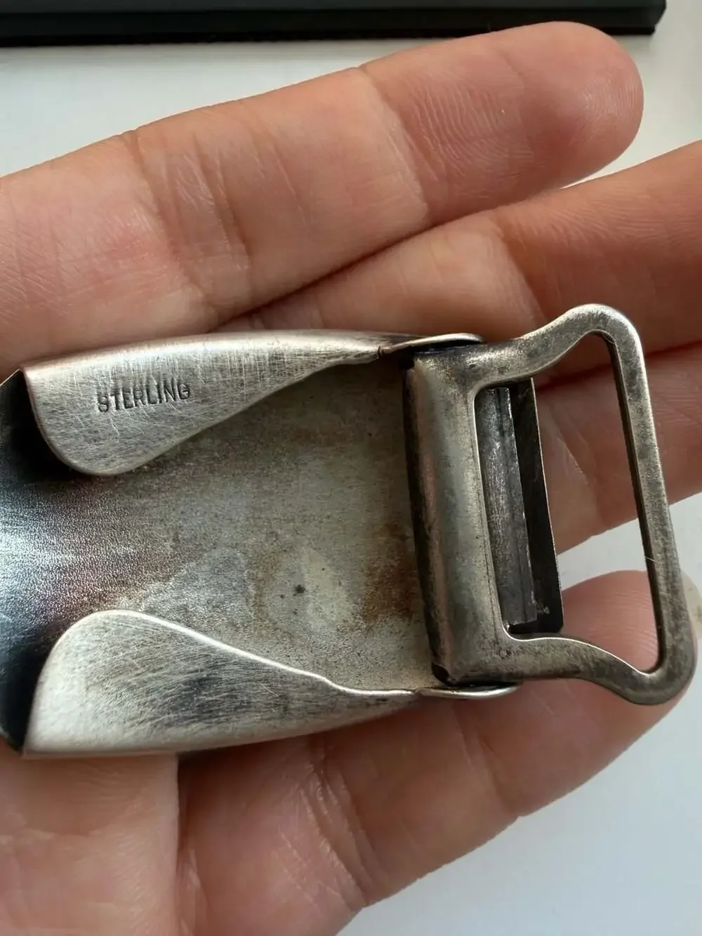 Vintage Hickok Sterling Silver Monogrammed Belt Buckle Letter B Art Deco